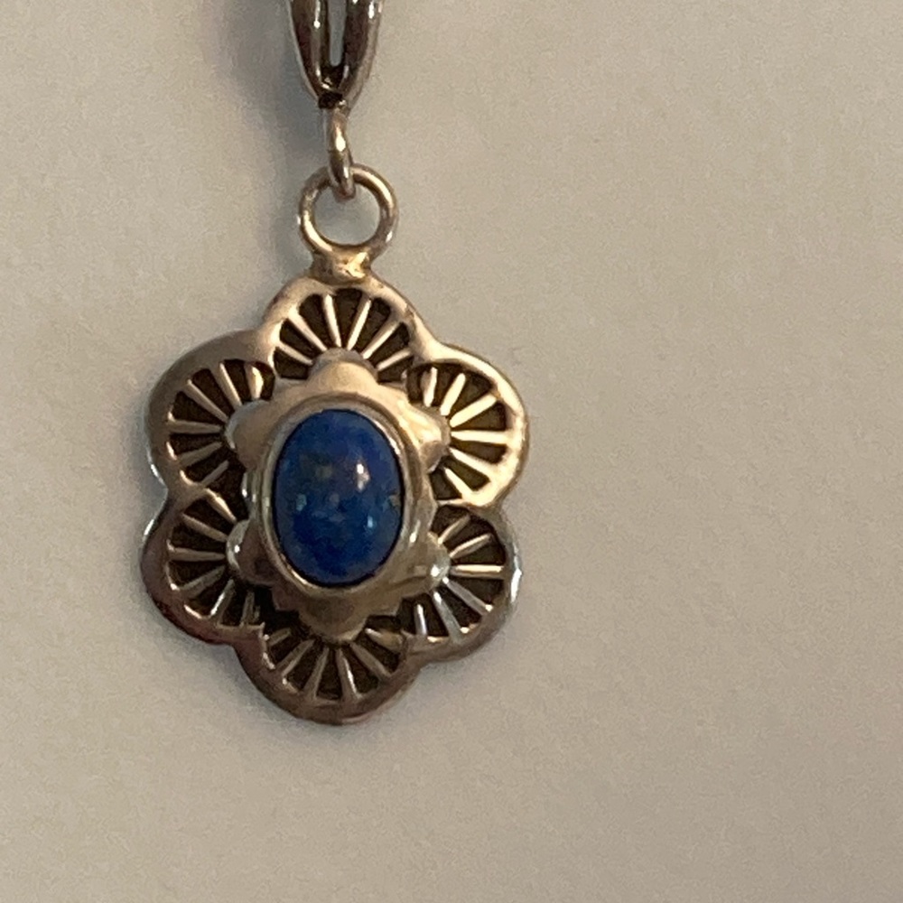Lapis lazuli and sterling silver pendant on adjustable chain